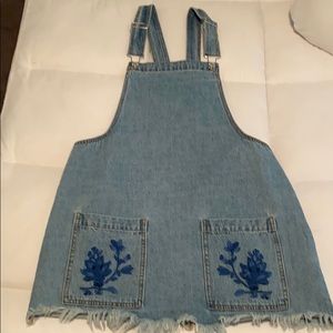 Denim overalls dress